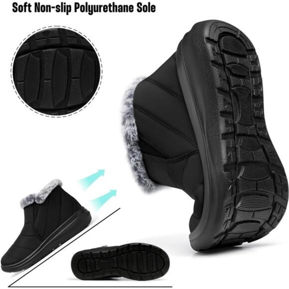 Womens Winter Boots Waterproof Snow Ankle Fur Lined Slip On Warm Insulated Shoes - Picture 5 of 7